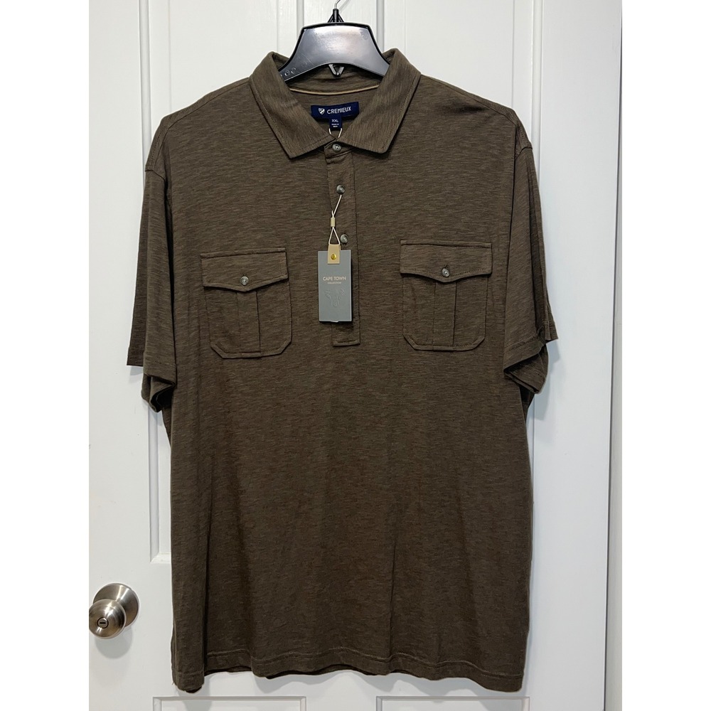 NWT Cremieux Cape Town Collection Polo Shirt Mens XXL Brown Cotton Modal Slub